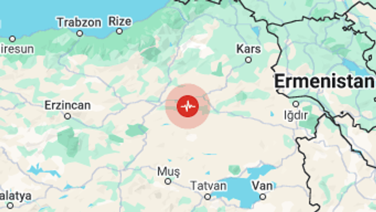 Trabzon, Rize, Erzincan, Kars, Iğdır, Muş, Tatvan ve Van etiketlerinin bulunduğu haritada kırmızı konum işareti