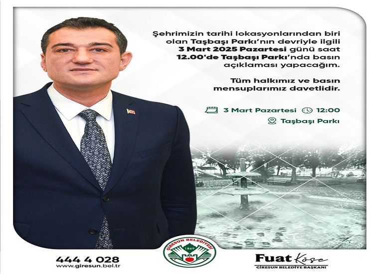 Fuat Köse, Giresun'u Taşbaşı Parkı'na davet etti - Birlik Haber Ajansı