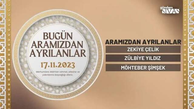 Sivas'ta Aramızdan Ayrılanlar - 17.11.2023