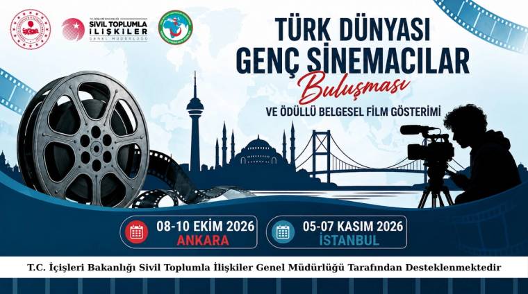 Film makarası ve kamera kullanan silüetin yer aldığı afişte Ankara ve İstanbul tarihleri ile şehir silüetleri görülüyor.