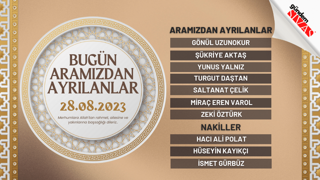 28.08.2023 Sivas Vefat Edenler