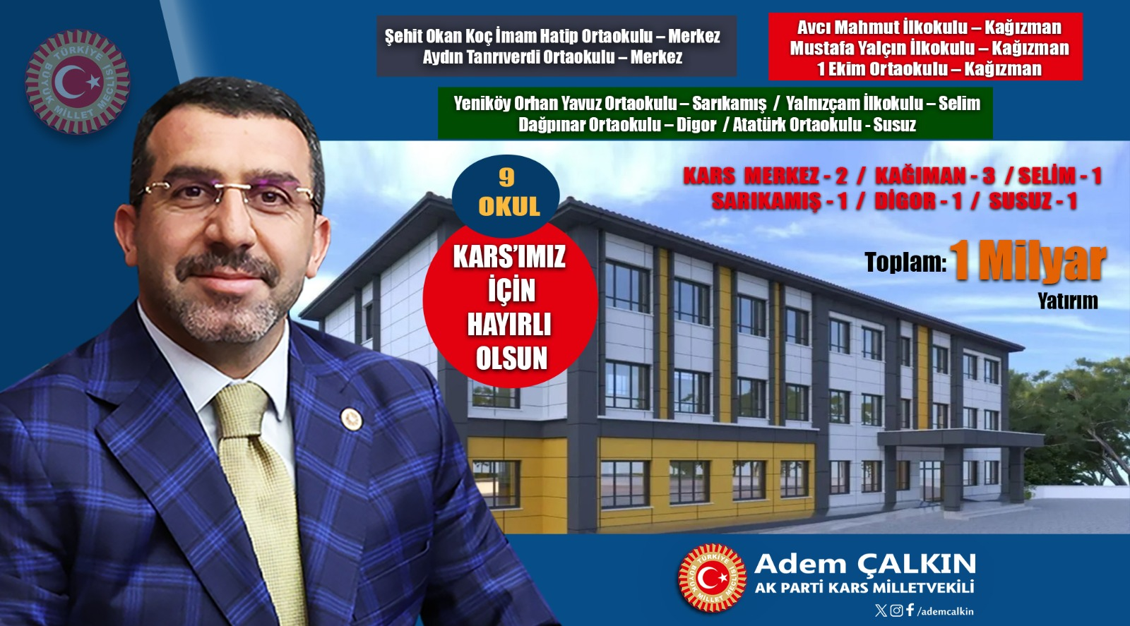 Ak Parti Milletvekili Adem Çalkın'dan Kars eğitimine 1 milyarlık yatırım - Birlik Haber Ajansı