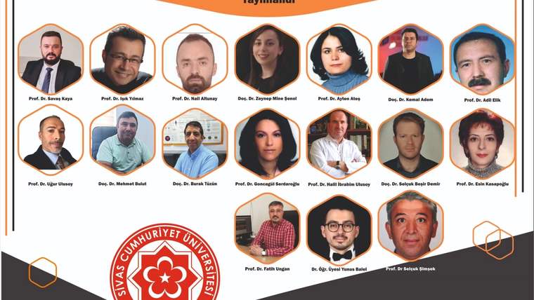 Sivas Cumhuriyet Üniversitesi'nden 16 akademisyenin yer aldığı bir liste görseli.