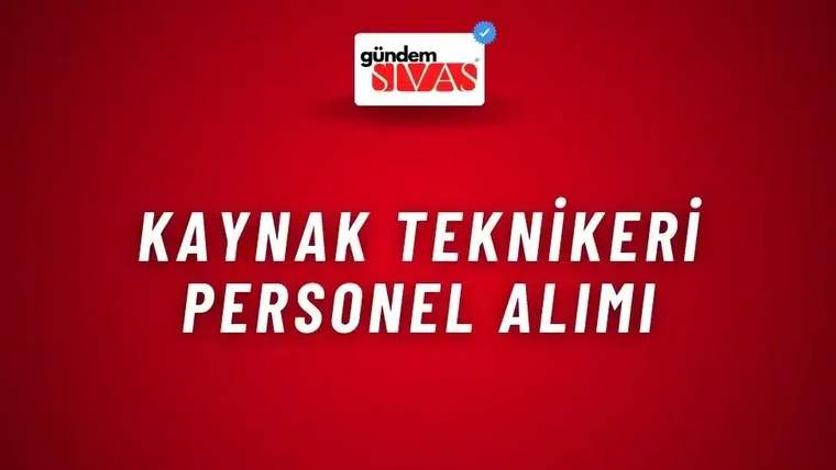 Kırmızı zemin üzerinde üstte bir logo, ortada beyaz büyük harflerle personel alımını belirten yazı bulunuyor.