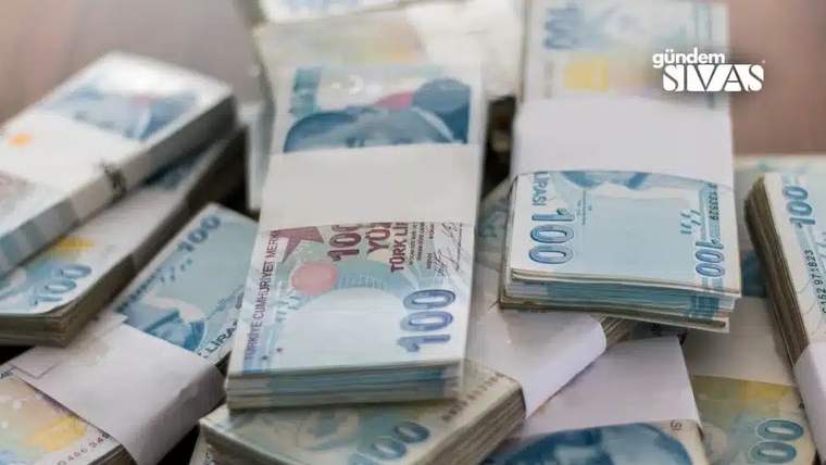 Masada farklı yönlerde duran, çoğu 100 liralık banknotlardan oluşan para desteleri görülüyor.