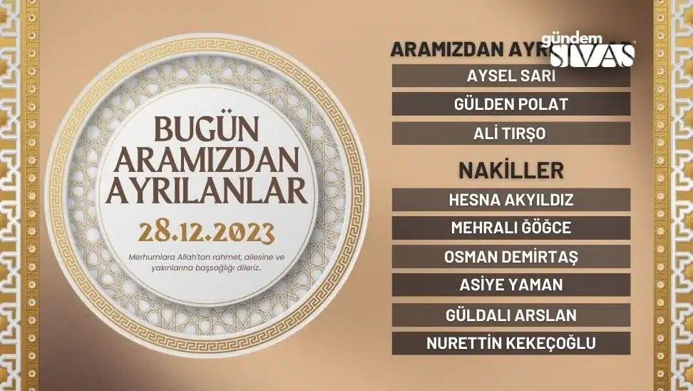 Sivas'ta Hayatını Kaybedenler - 28.12.2023