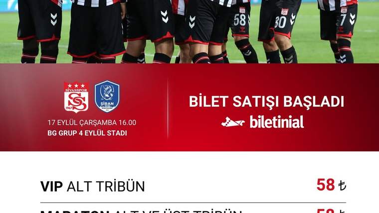 Sivasspor'un Ziraat Türkiye Kupası Maçı Biletleri Satışta