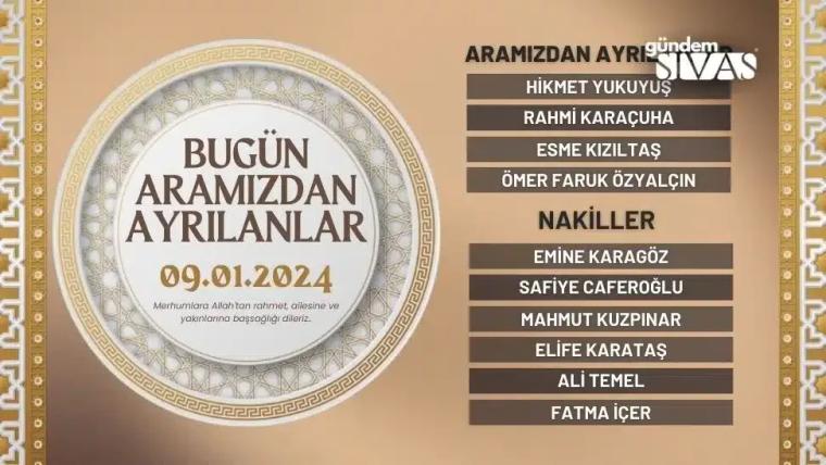 Bugün Hayatını Kaybedenler - 09.01.2024