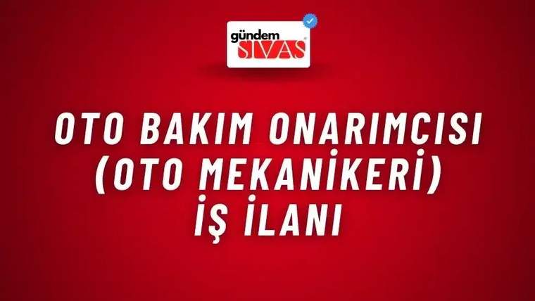 Kırmızı zemin üzerinde “Oto Bakım Onarımcısı (Oto Mekanikerı) İş İlanı” yazısı ve üstte logo bulunuyor.