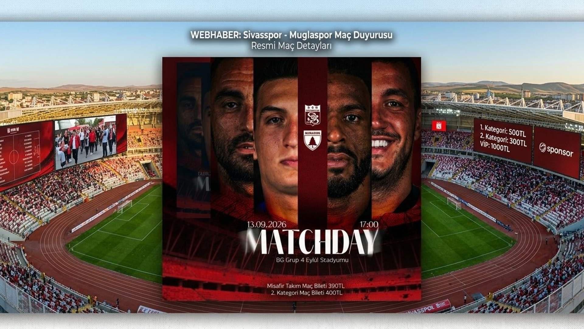 Sivasspor, Muğlaspor karşılaşmasında BG Grup 4 Eylül Stadyumu’nda taraftar desteği bekliyor.