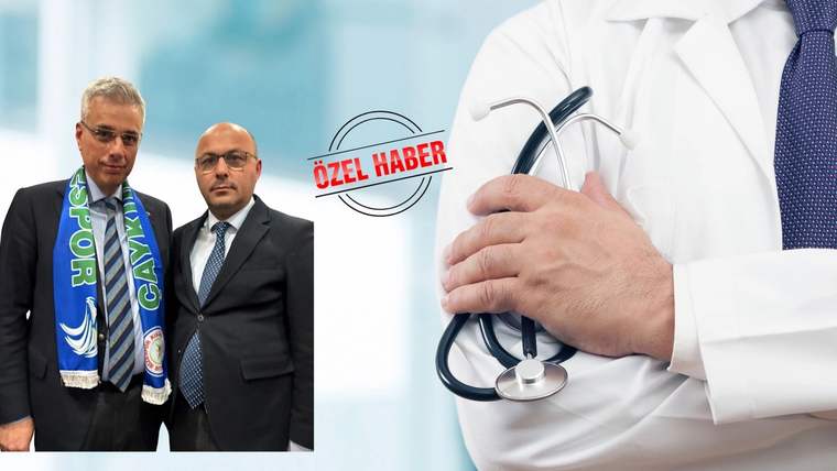 Atkılı iki erkek ile elinde stetoskop tutan beyaz önlüklü bir doktorun yer aldığı kolajda “ÖZEL HABER” yazısı bulunuyor.