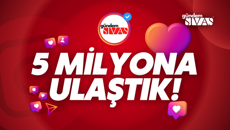 Kırmızı arka planda, "5 Milyona Ulaştık!" yazısı büyük harflerle yer alıyor.