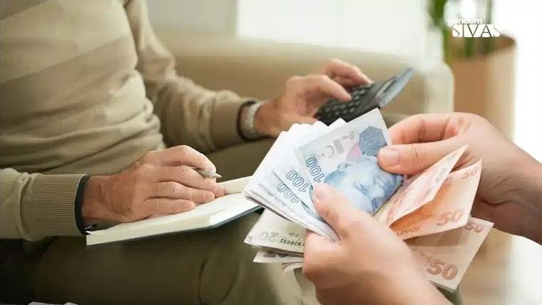 Bir kişinin elinde banknotlar, diğer kişi hesap makinesiyle not alıyor.