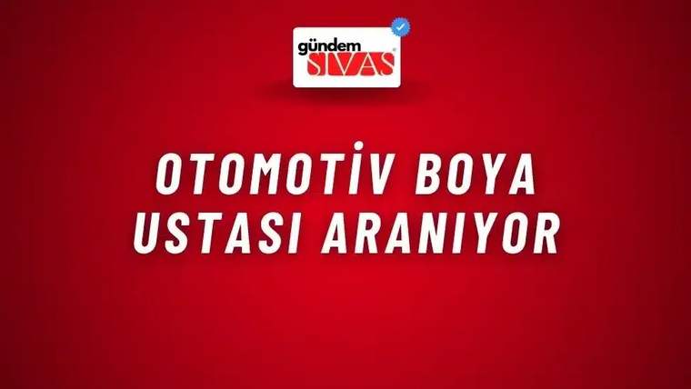 Kırmızı zemin üzerinde üstte Gündem Sivas logosu, ortada beyaz büyük harflerle iş ilanı metni yer alıyor.
