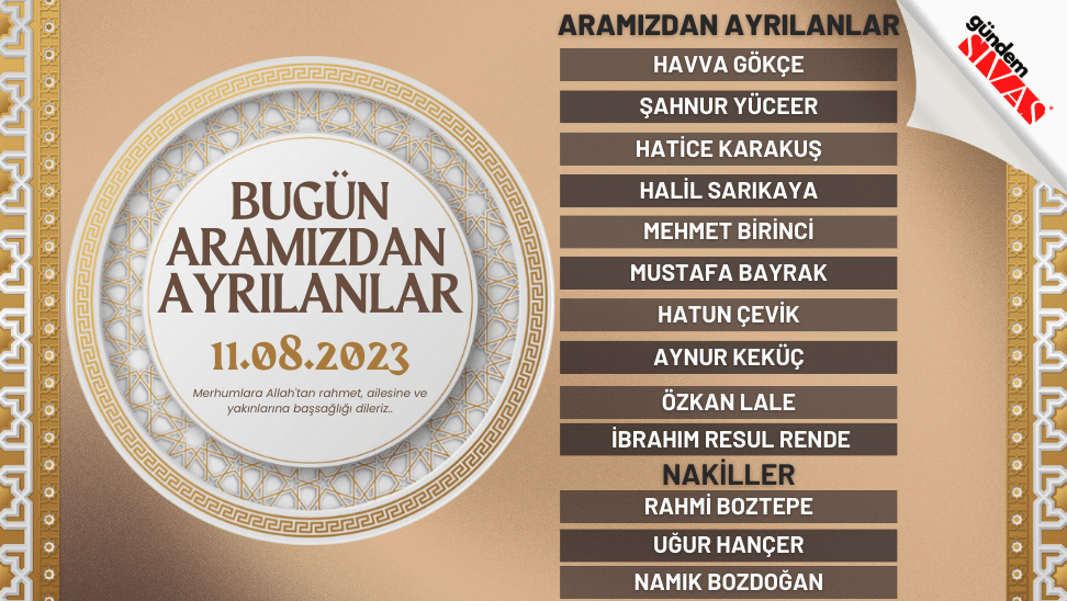11.08.2023 Sivas Vefat Edenler