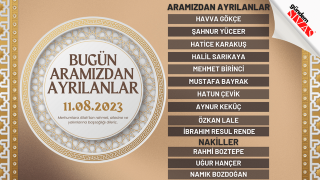 11.08.2023 Sivas Vefat Edenler