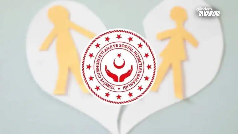 Bir kalp şeklinin içinde, biri erkek biri kadın figürü yer alıyor; altında Türkiye Cumhuriyeti Aile ve Sosyal Hizmetler Bakanlığı logosu var.