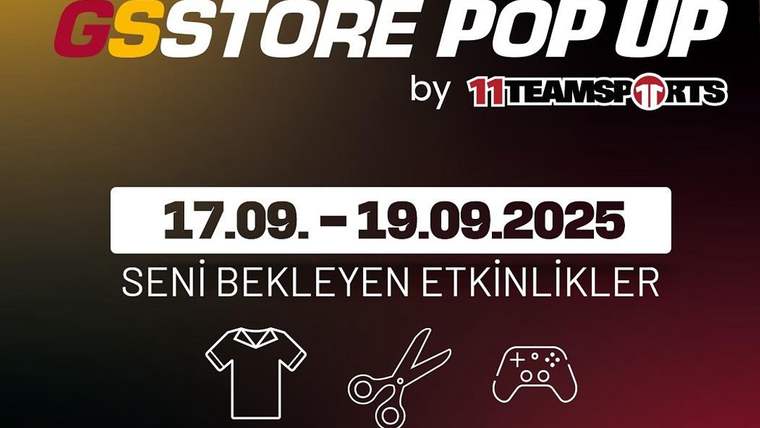 GS Store Pop Up duyurusunda 17-19 Eylül 2025 tarihleri, etkinlik ikonları ve Frankfurt adresi yer alıyor.
