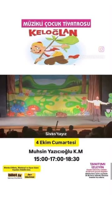 Sivas'ta Müzikli Çocuk Tiyatrosu: Keloğlan, Muhsin Yazıcıoğlu Kültür Merkezi'nde Sahnelenecek