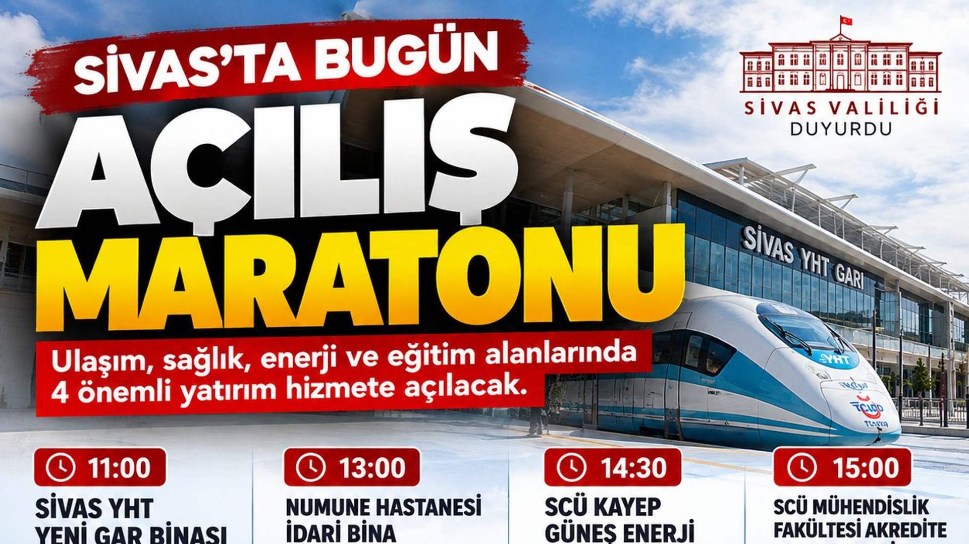 Sivas’ta Bugün Peş Peşe 4 Açılış Yapılacak
