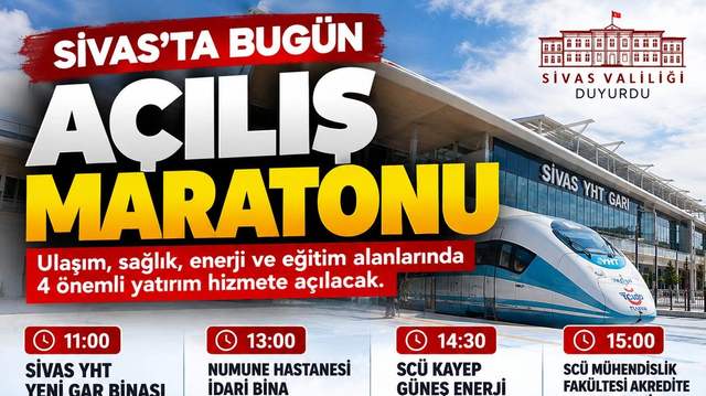 Sivas’ta Bugün Peş Peşe 4 Açılış Yapılacak