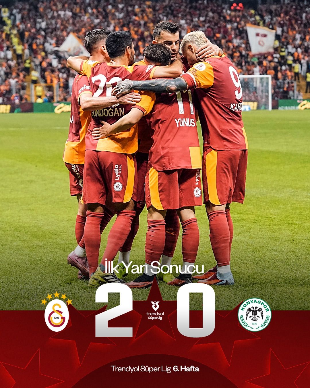 Galatasaray Deplasman Dağıttı! İlk Yarıda Konyaspor'u 2-0 Geride Bıraktı