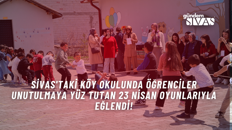 Okul bahçesinde çocuklar ip tutarak oyun oynarken, çevredeki yetişkinler onları izliyor.