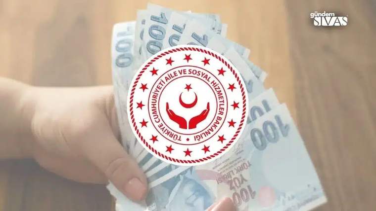 Bir elin tuttuğu Türk lirası banknotlarının üzerinde Aile ve Sosyal Hizmetler Bakanlığı amblemi görülüyor.