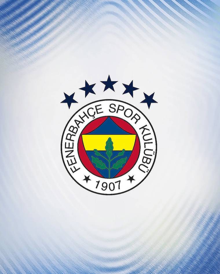 Mavi-beyaz dalgalı zemin üzerinde, çevresinde yıldızlar bulunan Fenerbahçe Spor Kulübü arması.