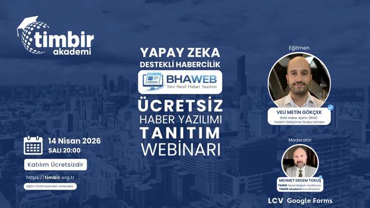 Bir web semineri duyurusu, üzerinde tarih, katılım bilgileri ve eğitmen isimleri yazılı bir afiş.