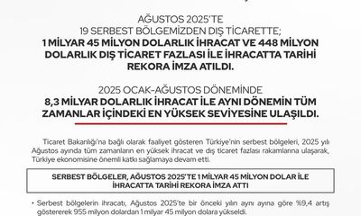 Ticaret Bakanlığı'ndan Rekor İhracat Açıklaması: Serbest Bölgeler Cumhuriyet Tarihine Damga Vurdu