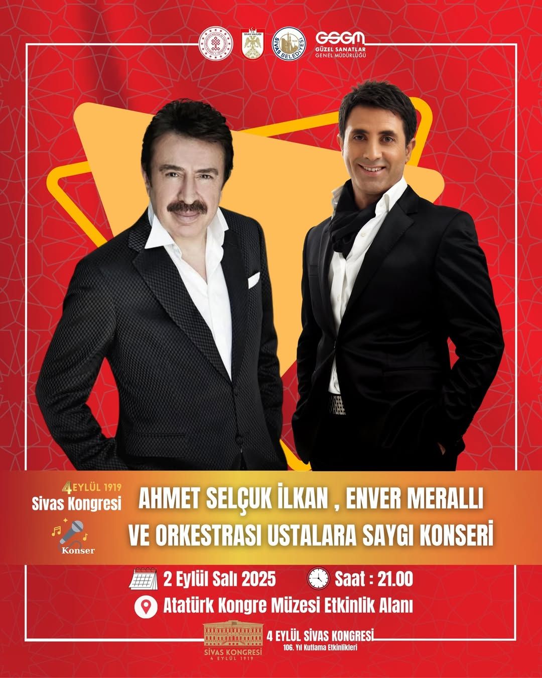 Sivas Kongresi'nin 106. Yıl Etkinlikleri Devam Ediyor: Ahmet Selçuk İlkan Konseriyle Coşku Doruğa Ulaştı