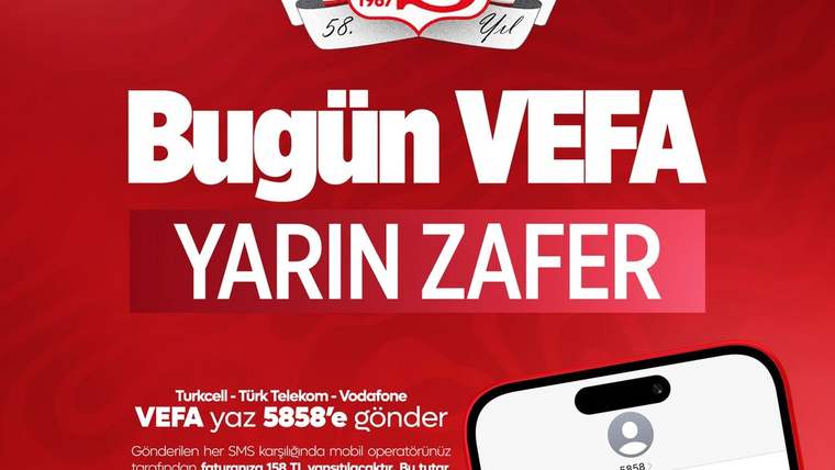 Kırmızı zemin üzerinde Sivasspor arması, destek mesajı ve bağış için telefon ekranı görülüyor.