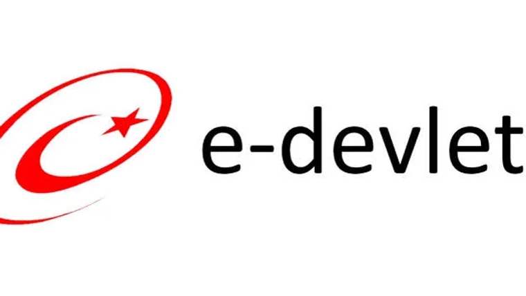 e-Devlet logosu, kırmızı bir daire içinde yıldız ve yazı ile birlikte görünüyor.