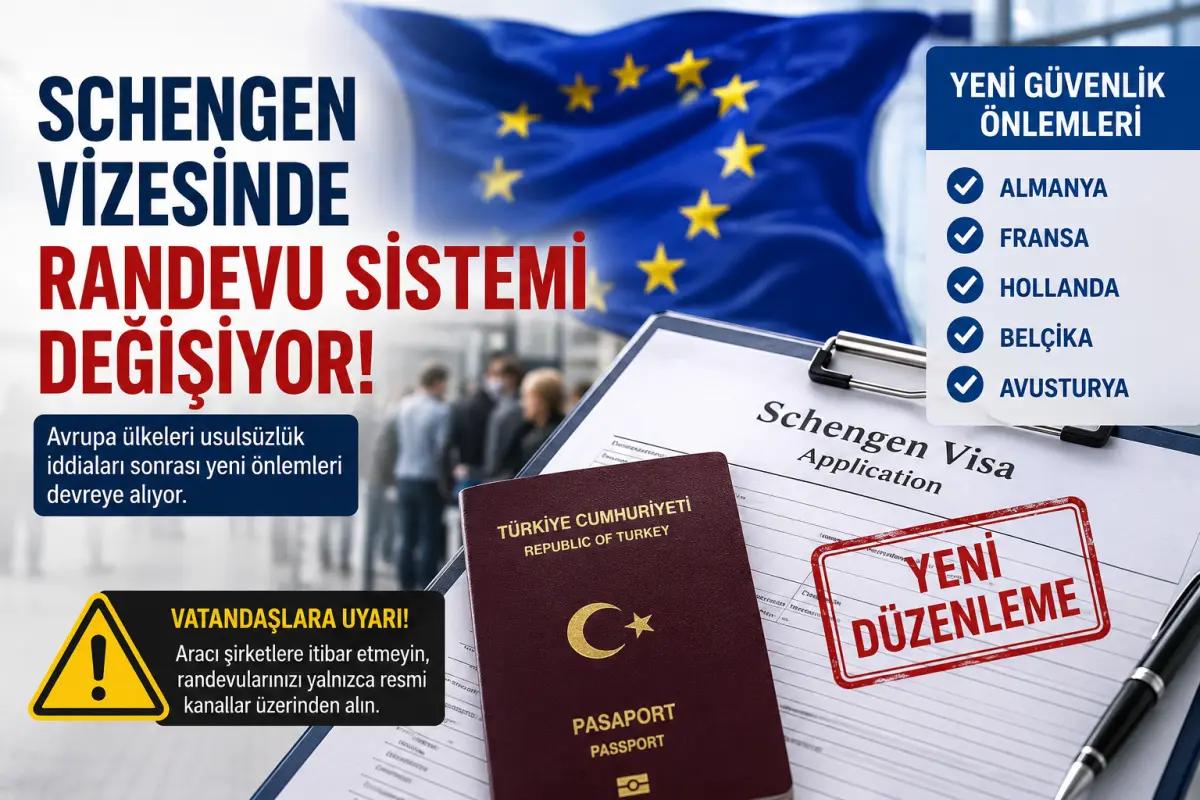 Schengen vizesi başvuru formu, arka planda Avrupa bayrağı ve ülkelerin isimleriyle birlikte.
