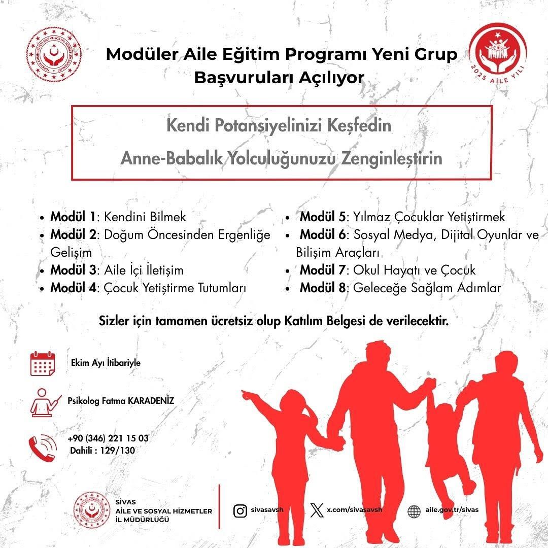 Sivas'ta Aile Eğitim Programı Başlıyor: Aile İçi İletişim Güçlenecek