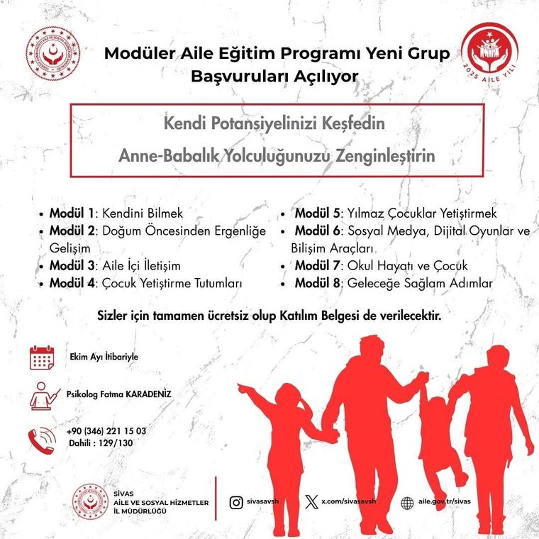 Sivas'ta Aile Eğitim Programı Başlıyor: Aile İçi İletişim Güçlenecek