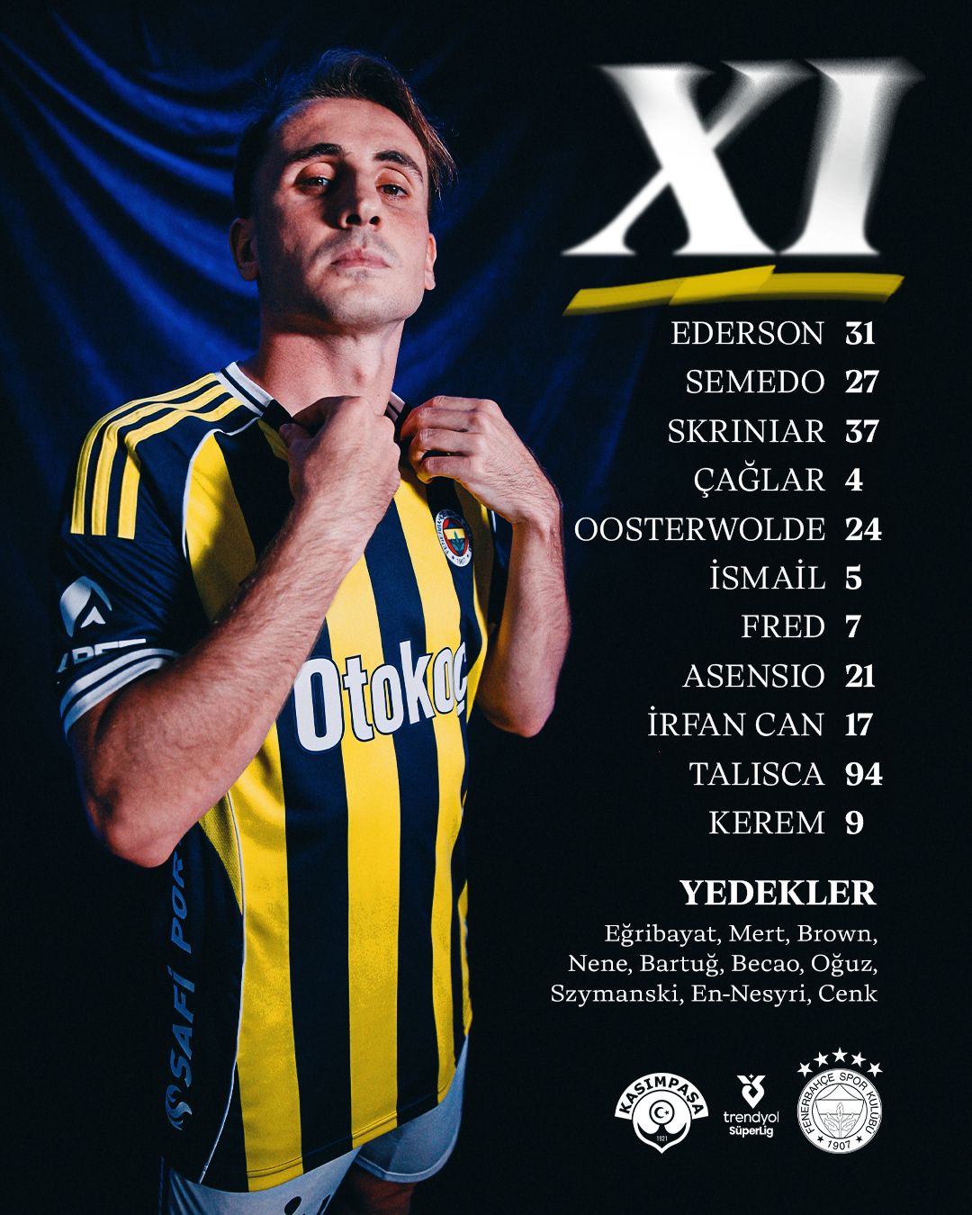 Fenerbahçe Kasımpaşa Maçı İlk 11'i Açıklandı
