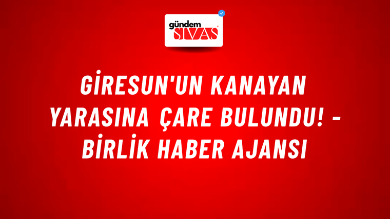 Giresun'un kanayan yarasına çare bulundu! - Birlik Haber Ajansı