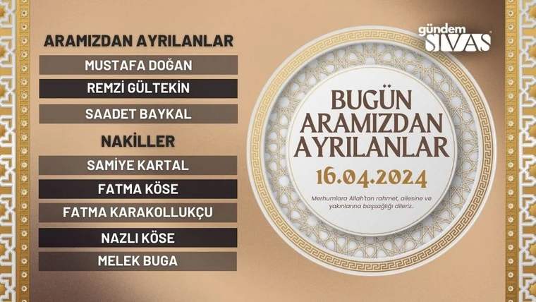 16 Nisan 2024 tarihinde hayatını kaybedenlerin isimleri listeleniyor.