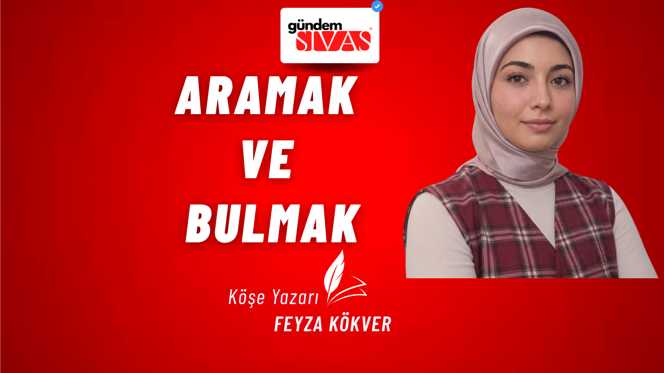 Kırmızı zeminli grafik üzerinde başörtülü bir kadın, üstte Gündem Sivas logosu ve altta köşe yazarı ibaresi yer alıyor.