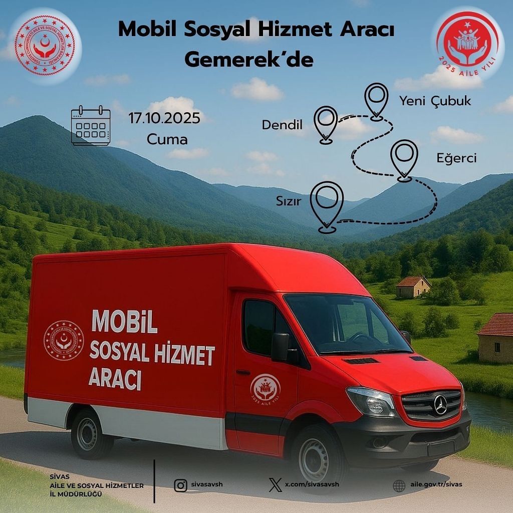 Sivas'ta Mobil Sosyal Hizmet Aracı ile Kırsal Mahallelere Ulaşım