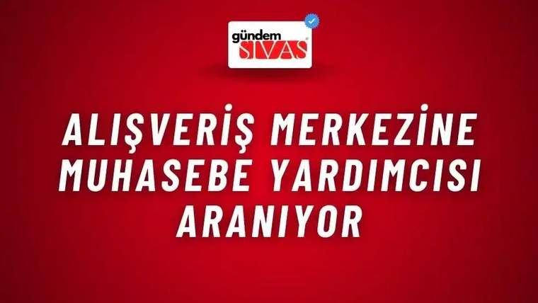 Kırmızı zemin üzerinde beyaz harflerle iş ilanı metni ve üst bölümde “gündem Sivas” logosu yer alıyor.
