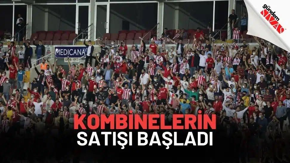 Stadyumda, Sivasspor taraftarları kombine bilet satışını kutluyor.