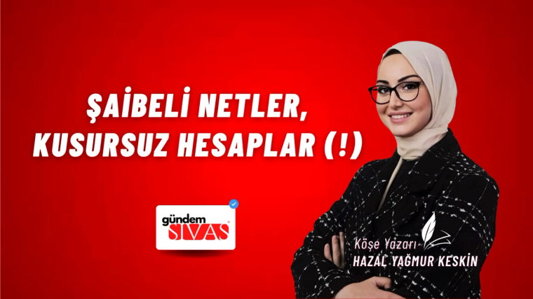 Kırmızı fonda gözlüklü ve başörtülü bir kadın, beyaz yazılarla hazırlanmış köşe yazısı afişinde yer alıyor.