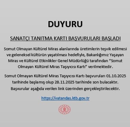 Sivas'ta Somut Olmayan Kültürel Miras Taşıyıcısı Kartı Başvuruları Başladı