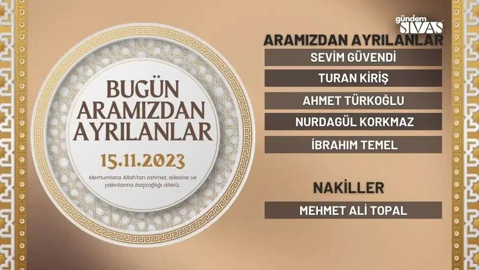 Aramızdan Ayrılanlar – 15.11.2023