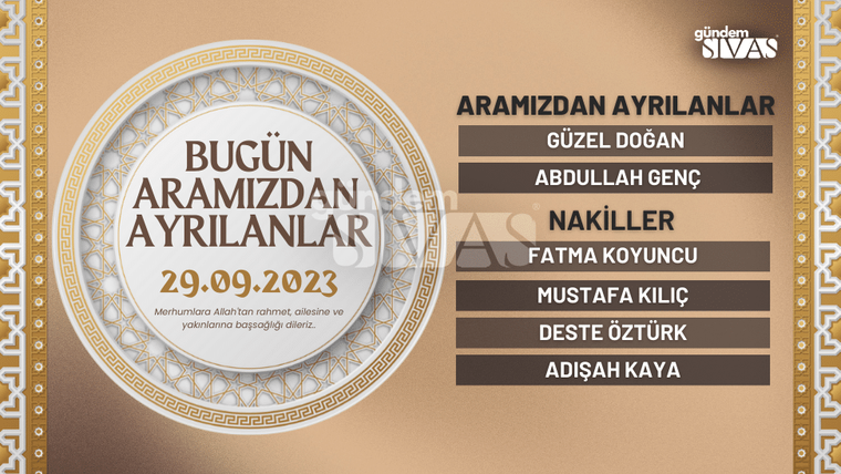 Sivas Ölüm Haberleri | 29.09.2023
