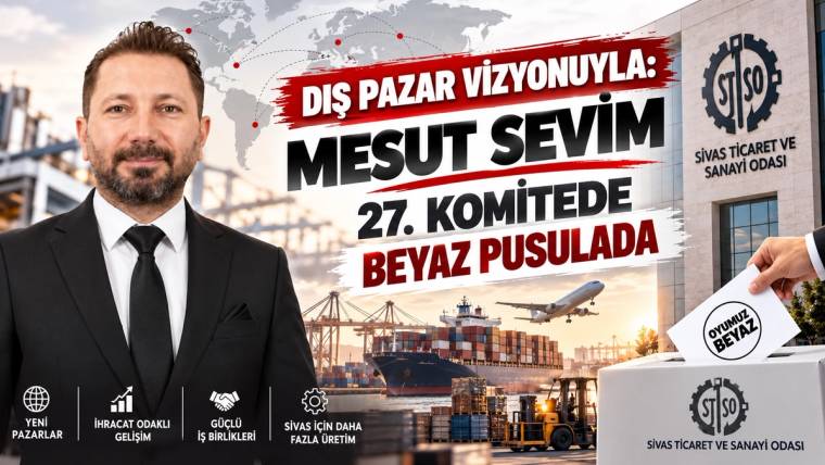 Takım elbiseli sakallı bir erkek portresi, liman ve uçak görselleriyle birlikte seçim temalı grafik üzerinde yer alıyor.