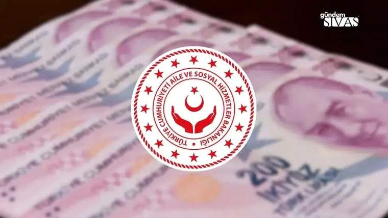Türk lirası banknotları üzerinde Aile ve Sosyal Hizmetler Bakanlığı logosu bulunan yakın plan görüntü